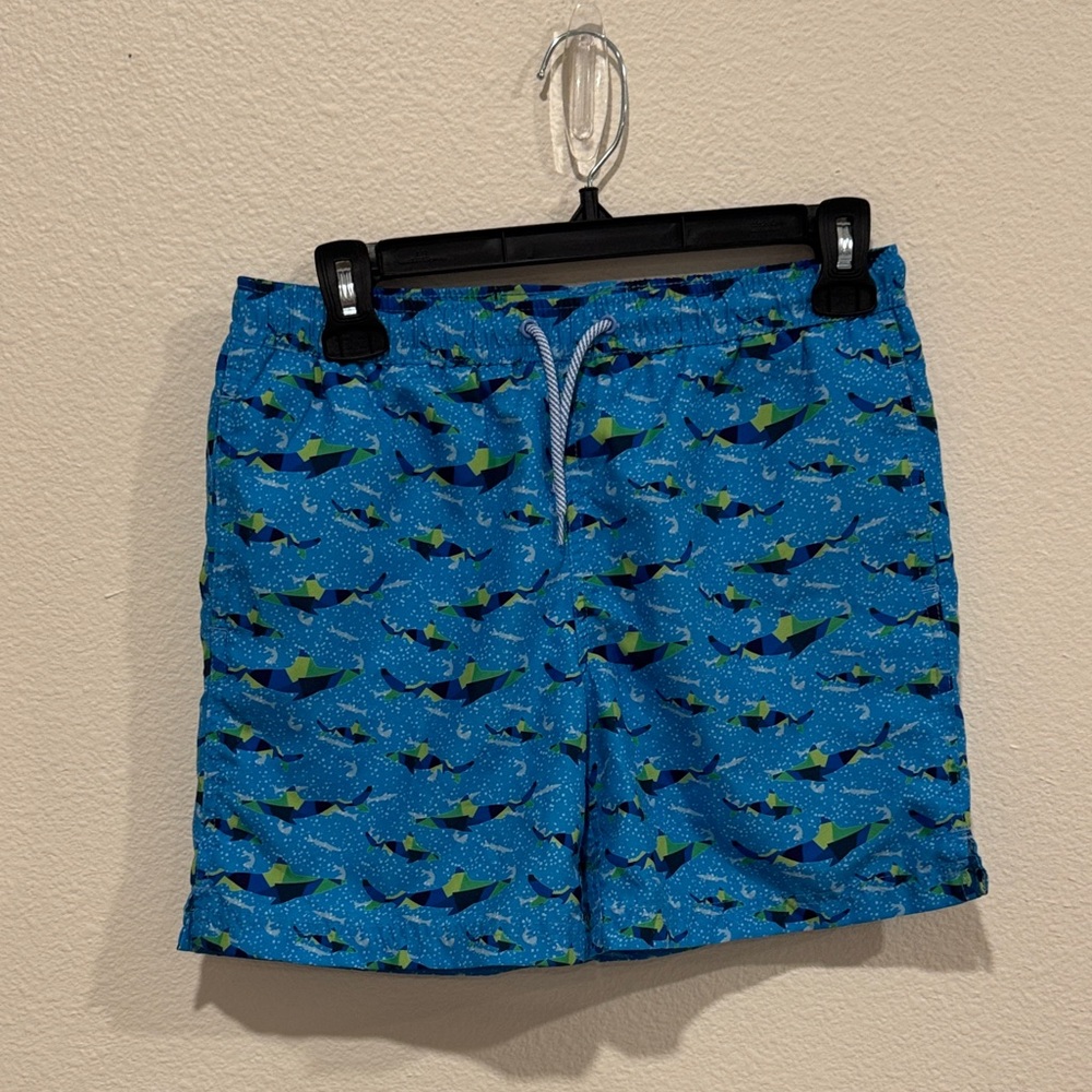 Tailorbyrd Blue and Green Patterned Swim Trunks